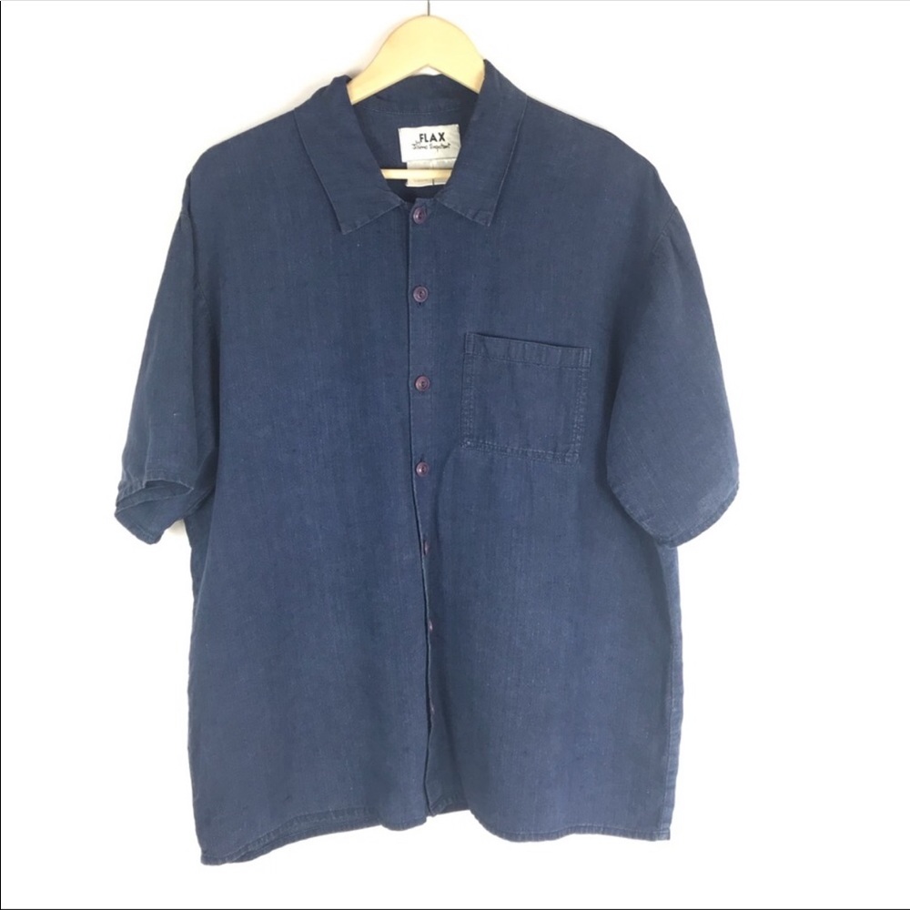Flax Jeanne Engelhart Short Sleeve Linen Shirt Sm - Picture 1 of 7